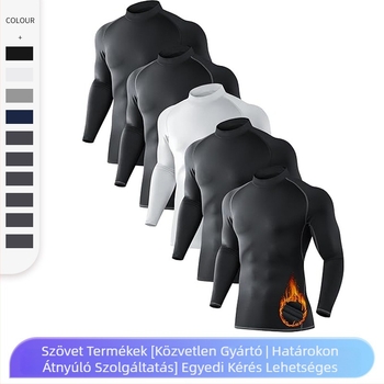 Férfiak slim-fit hosszú ujjú edzőfelső fleece bélésével, meleg és gyorsan száradó, Milk Silk külső anyag, 85% poliészter