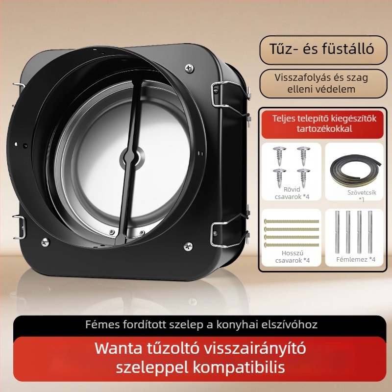 Fotile-kompatibilis tűzálló egyirányú füstmegállító szelep konyhai elszívóhoz, szénacél, könnyed luxus stílus