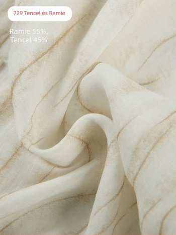 Női Ramie-Tencel kardigán felső, laza szabás, hosszú ujjú, absztrakt mintázat, UPF50+ napvédelem, hossz 50-65 cm, anyagösszetétel: Ramie 50-70% + Tencel 30-50%, Nyár 2025