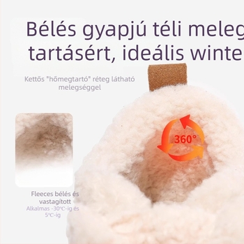 Gyerekek téli velúr loaferok Velcro zárással – nubuk felsőrész, gumírozott talp, vastag bélés, koreai stílusú középtalp