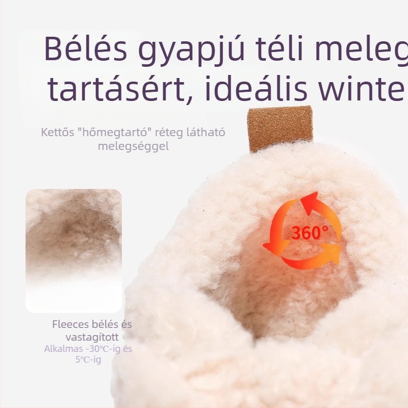 Gyerekek téli velúr loaferok Velcro zárással – nubuk felsőrész, gumírozott talp, vastag bélés, koreai stílusú középtalp