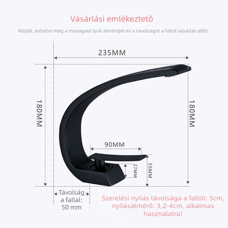 Réz mosdócsap egyetlen lyukkal, meleg- és hideg vízellátás, modell KDa-5109, kerámiás szelep, bemeneti/kimeneti csőátmérő 2 cm