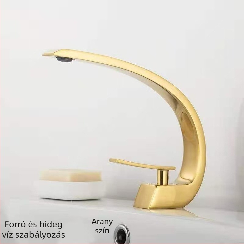 Réz mosdócsap egyetlen lyukkal, meleg- és hideg vízellátás, modell KDa-5109, kerámiás szelep, bemeneti/kimeneti csőátmérő 2 cm