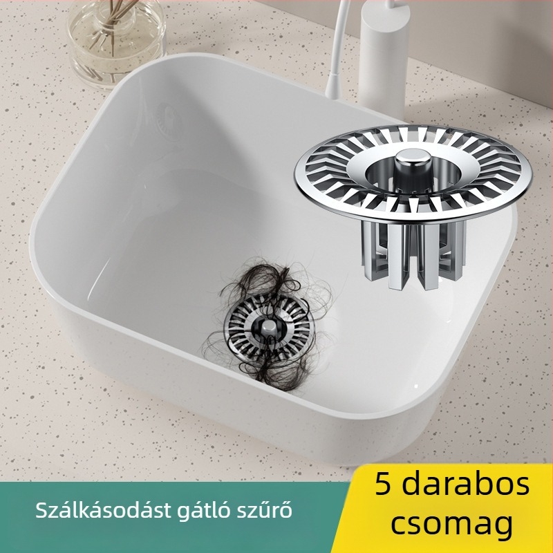Lefolyó szűrő – Többfunkciós, hajszálak elleni háló padlólefolyóhoz, mosómedencéhez és mosdókagylóhoz; ABS anyag; Modern, minimalist dizájn