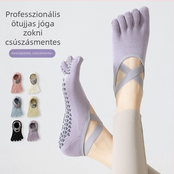 Női ötujjú jóga zokni, csúszásmentes, nedvszívó, pamut, rövid szár