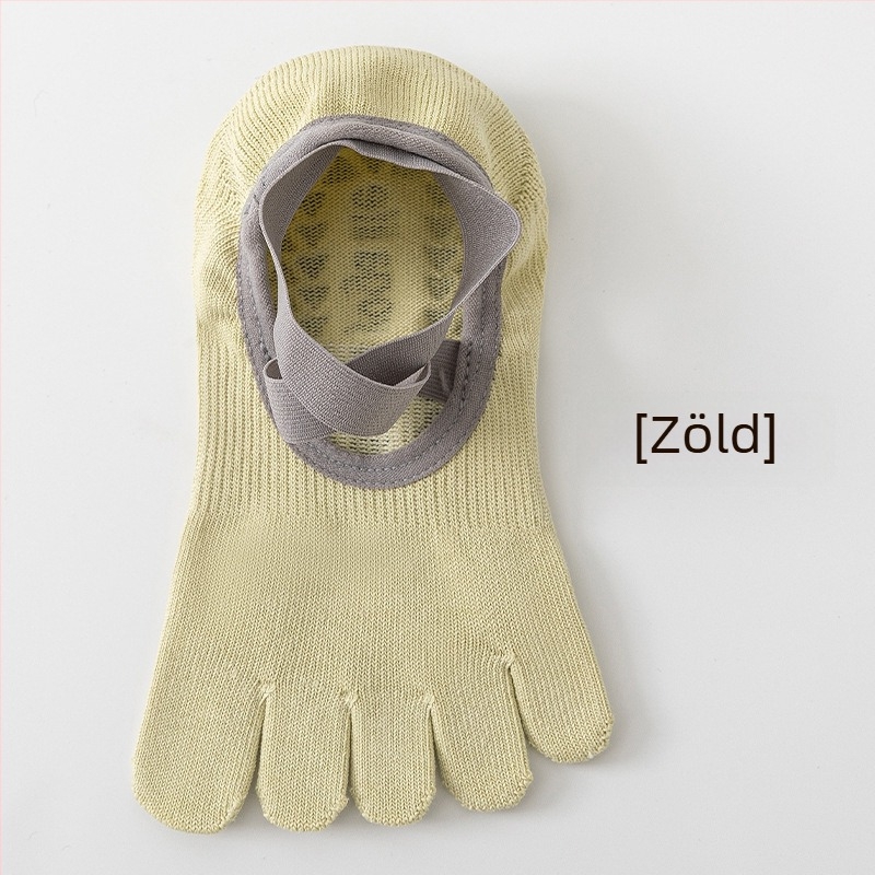 Női ötujjú jóga zokni, csúszásmentes, nedvszívó, pamut, rövid szár
