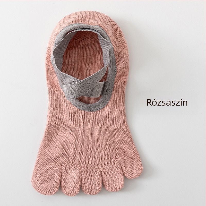 Női ötujjú jóga zokni, csúszásmentes, nedvszívó, pamut, rövid szár