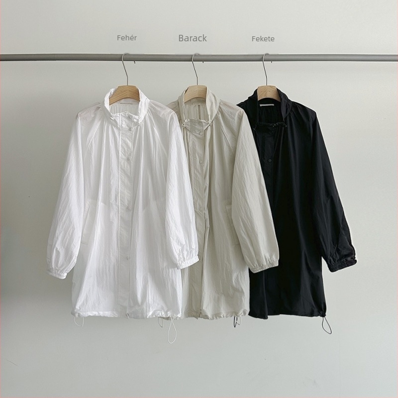 EVERTRUE Átlátszó hosszú ujjú top, laza szabású koreai stílusban, nylon-spandex keverék, hossz 80–100 cm, tavasz 2025