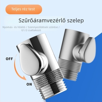 Teljesen rézből készült zuhanyfej áramlás-szabályozó szeleppel, spricctömlő anti-kink, nyomás- és hőálló, robbanásbiztos csap egygombos vízállítással