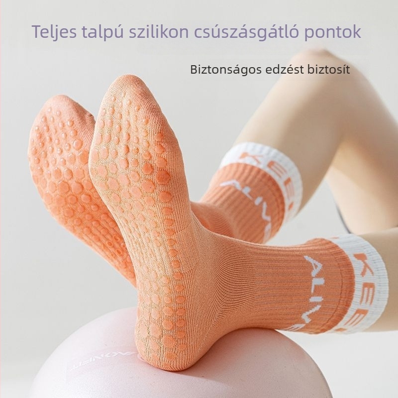 Magas rugalmasságú szilikon jóga zokni futáshoz és pilateshez, izzadságot felszívó beltéri edző zokni nőknek, lélegző, körbefogó kialakítású
