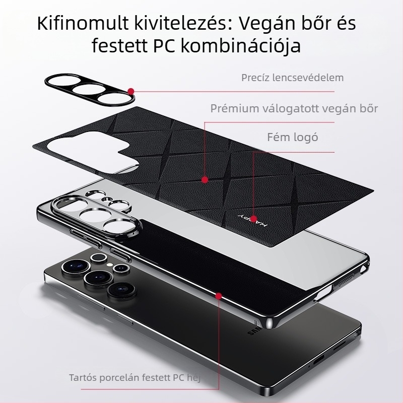Samsung S25 Ultra telefon tok gyémánt mintás műbőrrel és elektroplatinált bevonattal, teljes védelem