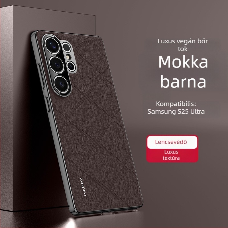 Samsung S25 Ultra telefon tok gyémánt mintás műbőrrel és elektroplatinált bevonattal, teljes védelem