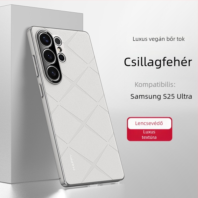 Samsung S25 Ultra telefon tok gyémánt mintás műbőrrel és elektroplatinált bevonattal, teljes védelem