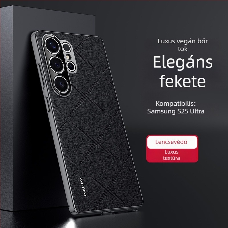 Samsung S25 Ultra telefon tok gyémánt mintás műbőrrel és elektroplatinált bevonattal, teljes védelem
