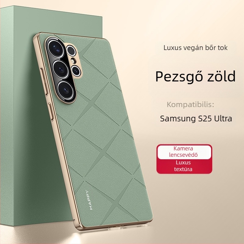 Samsung S25 Ultra telefon tok gyémánt mintás műbőrrel és elektroplatinált bevonattal, teljes védelem
