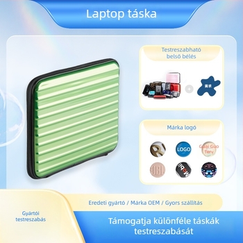 Vízálló laptop táska ABS+PC burkolattal, PU bélés, csíkos mintázat, hordozható többfunkciós tároló tok üzleti utazásokhoz