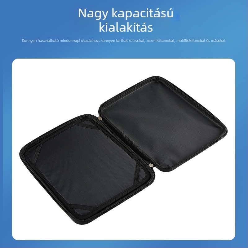 Vízálló laptop táska ABS+PC burkolattal, PU bélés, csíkos mintázat, hordozható többfunkciós tároló tok üzleti utazásokhoz