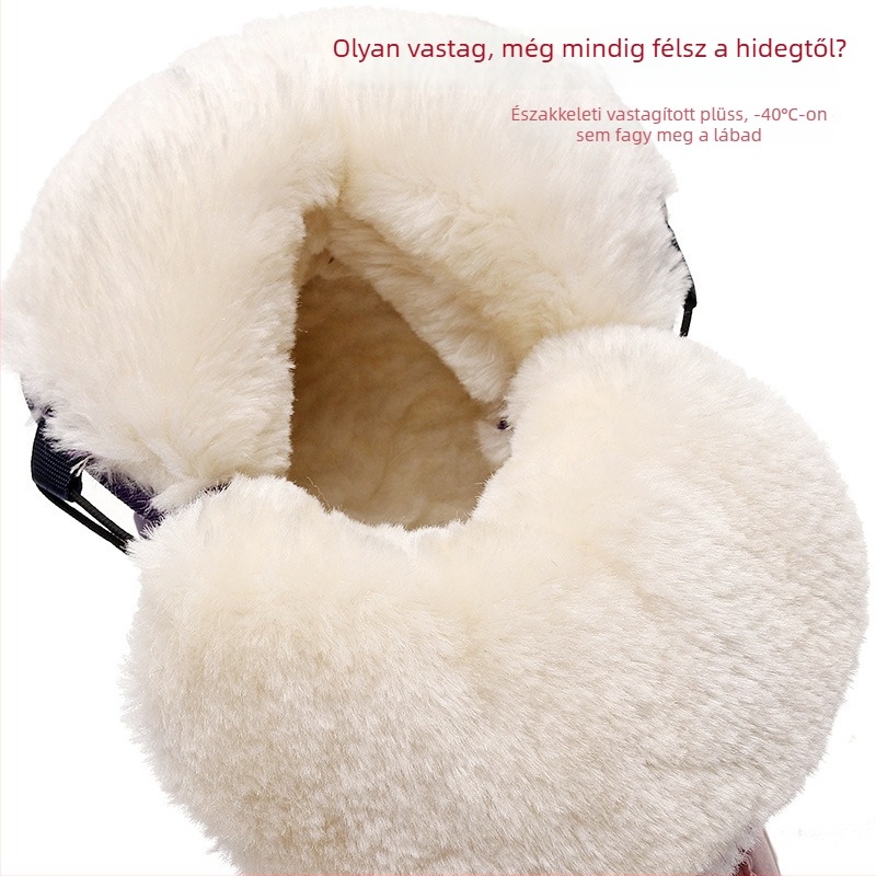 Gyerekek téli havas csizmája, vastag, vízálló, lányoknak, fleece bélés, csúszásmentes, meleg