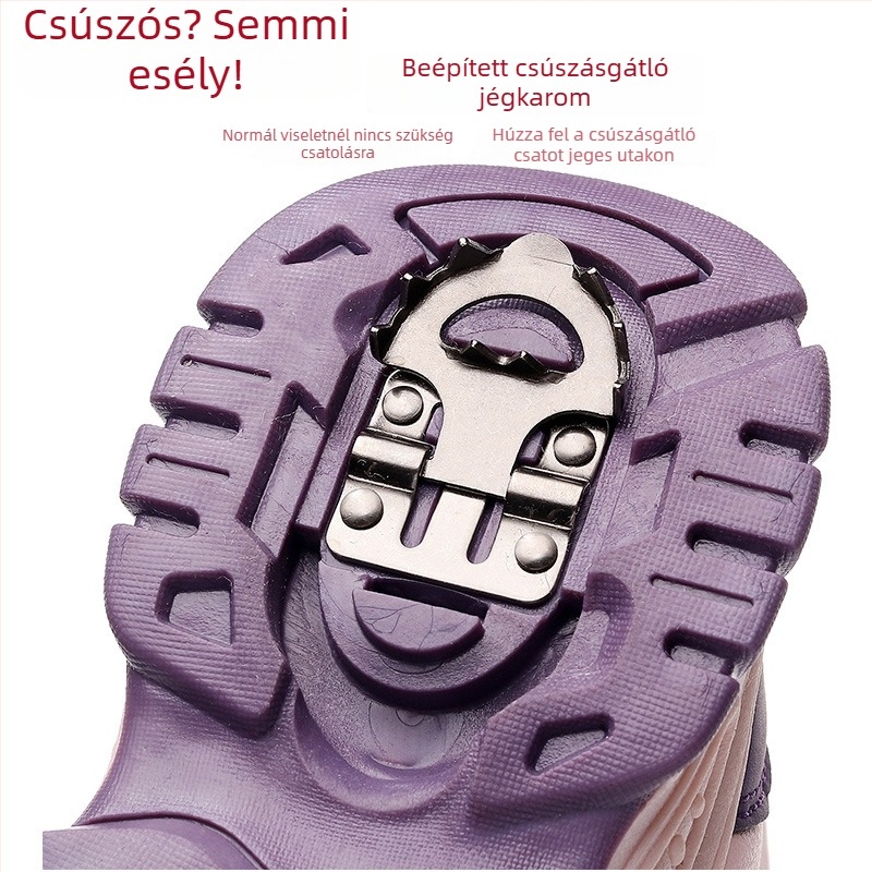 Gyerekek téli havas csizmája, vastag, vízálló, lányoknak, fleece bélés, csúszásmentes, meleg