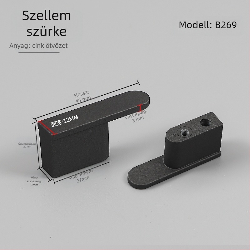 K.N.N 1891 Egylyukú fogantyú szekrényekhez, gardróbokhoz és fiókokhoz — cinkötvözet, modern minimalist stílus, bőrhatás spray felület