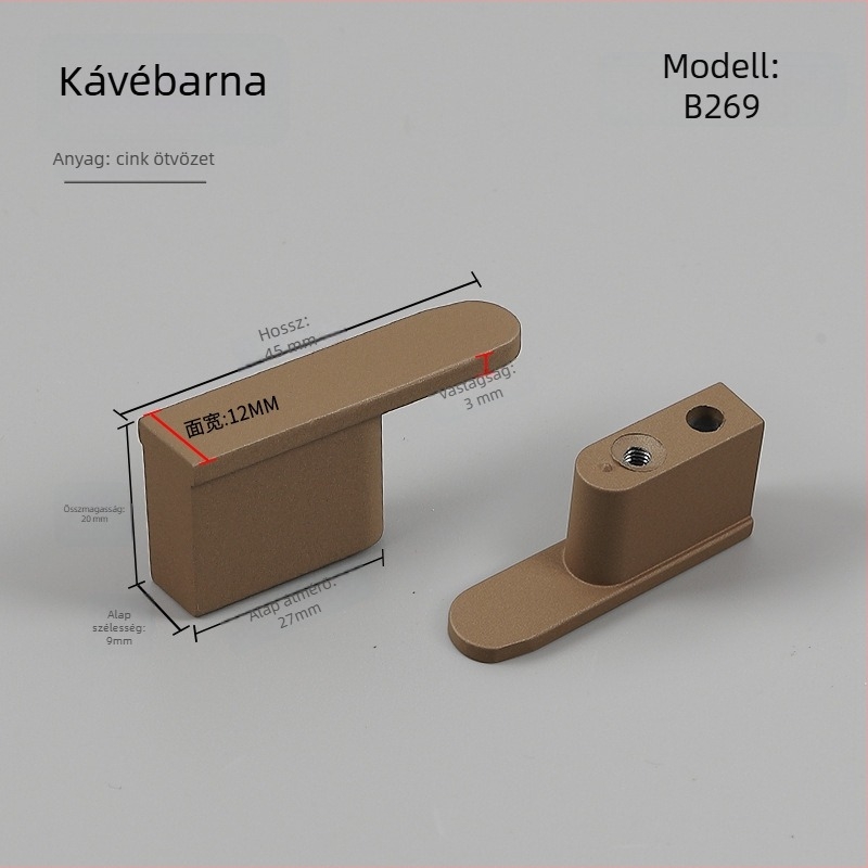 K.N.N 1891 Egylyukú fogantyú szekrényekhez, gardróbokhoz és fiókokhoz — cinkötvözet, modern minimalist stílus, bőrhatás spray felület