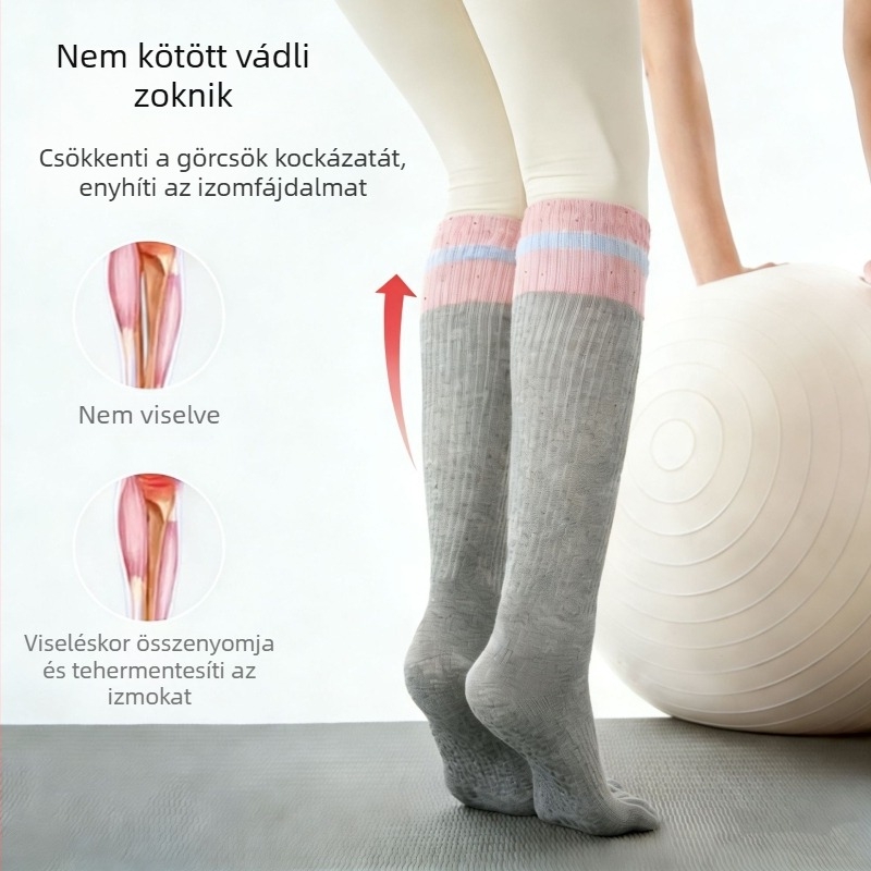 Jóga és pilates speciális zoknik csúszásmentes pöttyökkel, különálló ujjak, ötujjas sport zoknik túrázásra