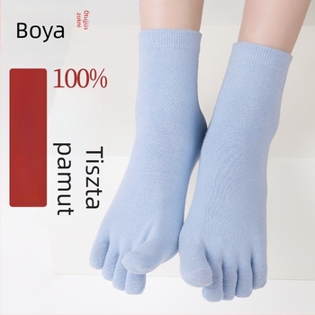 Női ötujjas zokni, 100% pamut, középméretű cső, egynyom kötés, mindennapi zokni