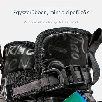 Gyerekek téli csizmái fleece-béléssel, Velcro-záródással, magas szárú, gumírozott EVA talppal, 7–12 éveseknek