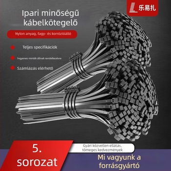 Fekete nylon önzáró kábelkötegek, 5×200×250, PA66 anyagú, autó- és mezőgazdasági felhasználásra