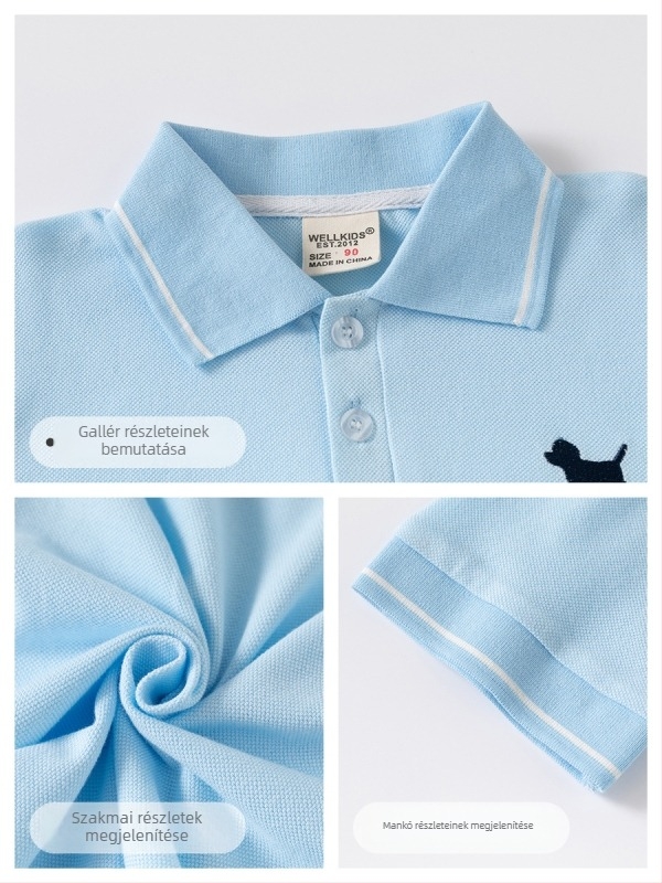 Fiúknak polo ing, pamut anyag, egyszínű, márka wellkids, 3–8 éveseknek