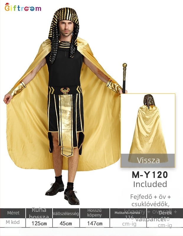 Cosplay jelmez: Egyiptomi fáraónő jelmez köpeny a színpadi előadásokhoz – kötött anyag spandexszel