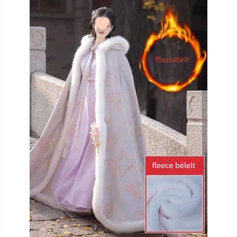 Hanfu hímzett vastag kapucnis köpeny, uniszex, egyszínű szövet, 1010430075, 2025 tavasz