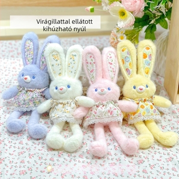 Kulcstartó plüssnyuszi — virágos ruha, pastoral stílus, márka Ziruifang