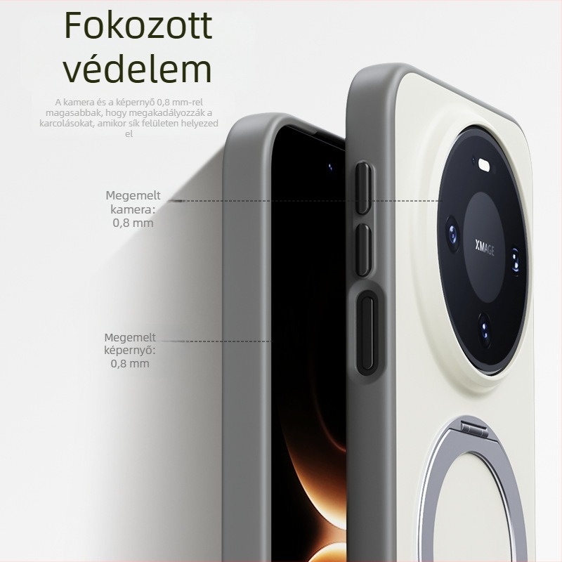 Huawei Mate80 Pro védőtok forgó mágneses állvánnyal — 2-in-1 puha élű, kemény akril hátlap, matt felület, ujjlenyomat-mentes