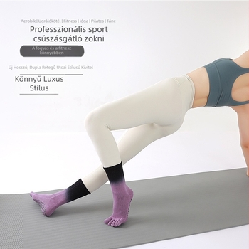 Középhosszú Pilates zokni szilikon fogóval a lábujjaknál, csúszásmentes jóga zokni nőknek