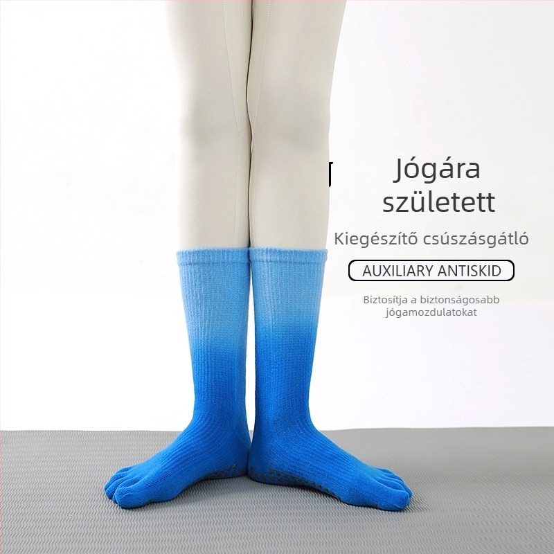 Középhosszú Pilates zokni szilikon fogóval a lábujjaknál, csúszásmentes jóga zokni nőknek