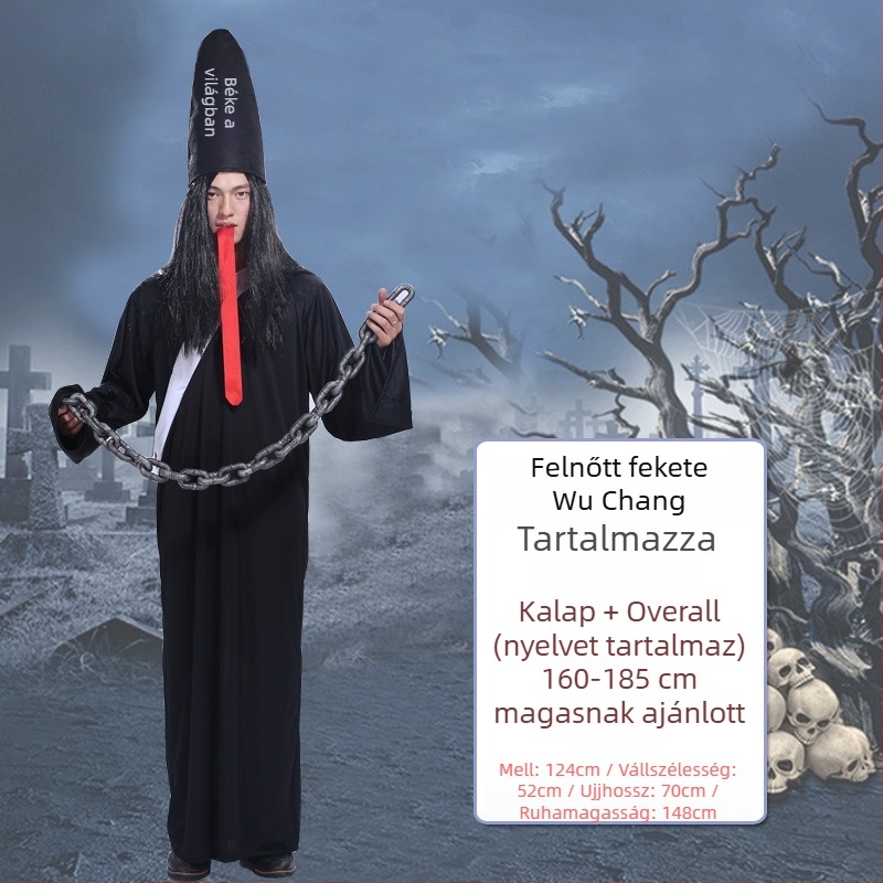 Halloween színpadi jelmez, uniszex, kötött anyag, horror szellem-zombi motívum, HADY márka, 18–24 éveseknek, tolerancia 1–3 cm