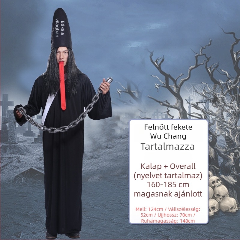 Halloween színpadi jelmez, uniszex, kötött anyag, horror szellem-zombi motívum, HADY márka, 18–24 éveseknek, tolerancia 1–3 cm