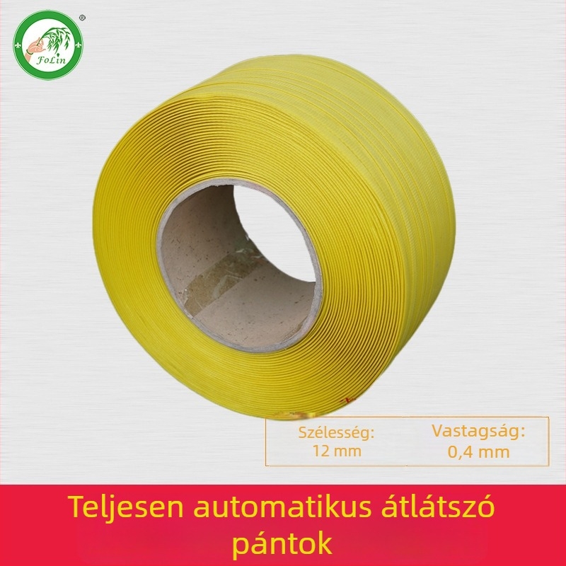 PP csomagoló szalag, átlátszó, 12 mm szélesség, 0,6 mm vastagság, fél-automatikus és automata gépekhez, osztály A, szakítószilárdság 50 kg, tekercs szélesség 180 mm, külső Ø 370 mm, belső Ø 206 mm