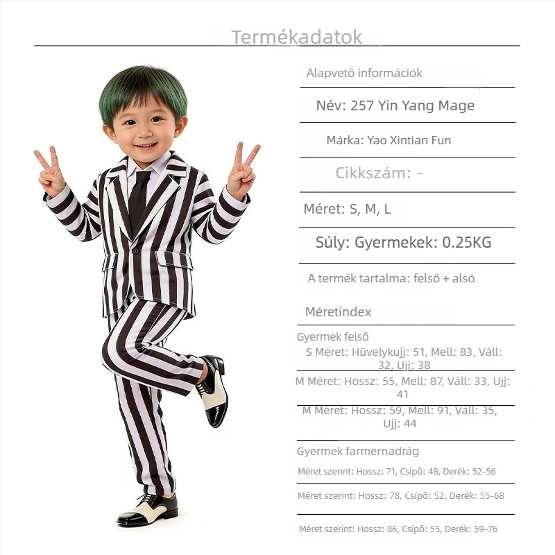 Cosplay készlet - csíkos öltöny, pamutkeverék, 80% pamut, uniszex, 2024 tavasz
