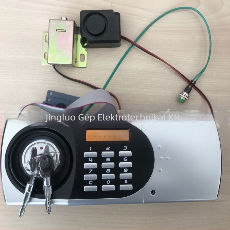 Tűzálló széf elektronikus számkódos zárakkal, modell 108, műanyag test, záróoszlop vastagsága 8 mm, záróoszlopok közötti távolság 10 mm