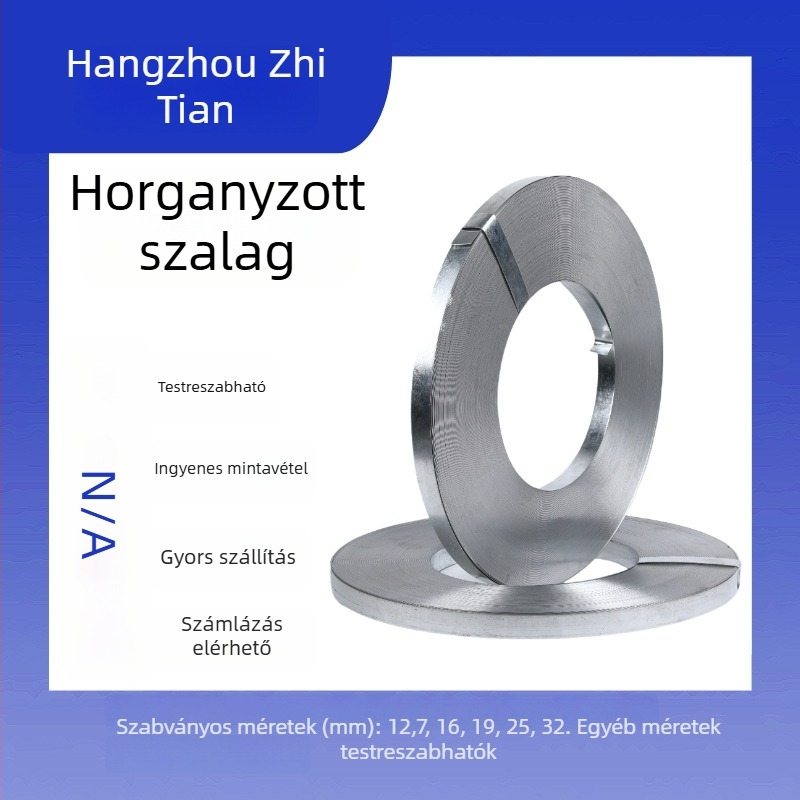 Galvanizált acél szalag csomagoláshoz, korrózálló, 32 mm széles