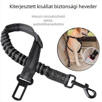 Kutyák autóbiztonsági öve – állítható nylon vontató heveder, behúzható, Zhejiang eredetű