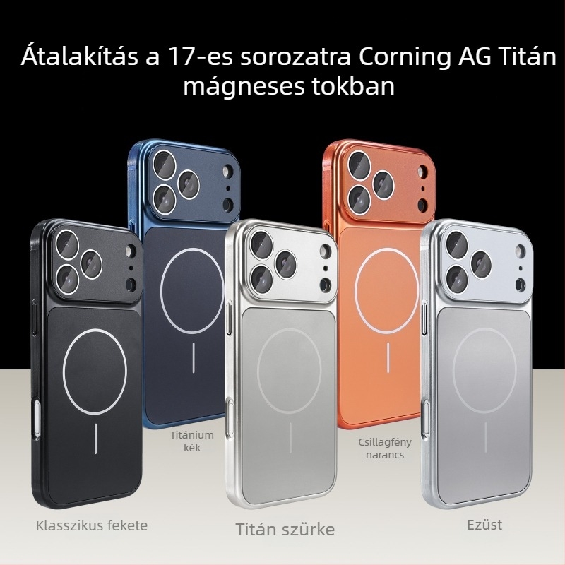 iPhone 17 Pro/Pro Max matt felülettel ellátott védőtok, ütésálló, mágneses zár és ujjlenyomat-mentes védelemmel — Kompatibilis az iPhone 15–17 sorozattal