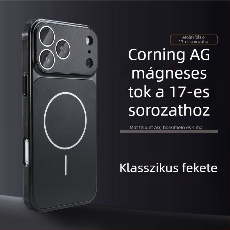 iPhone 17 Pro/Pro Max matt felülettel ellátott védőtok, ütésálló, mágneses zár és ujjlenyomat-mentes védelemmel — Kompatibilis az iPhone 15–17 sorozattal