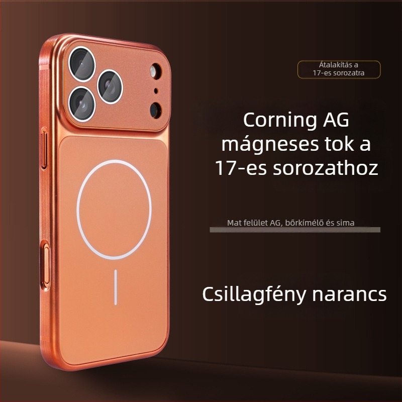 iPhone 17 Pro/Pro Max matt felülettel ellátott védőtok, ütésálló, mágneses zár és ujjlenyomat-mentes védelemmel — Kompatibilis az iPhone 15–17 sorozattal
