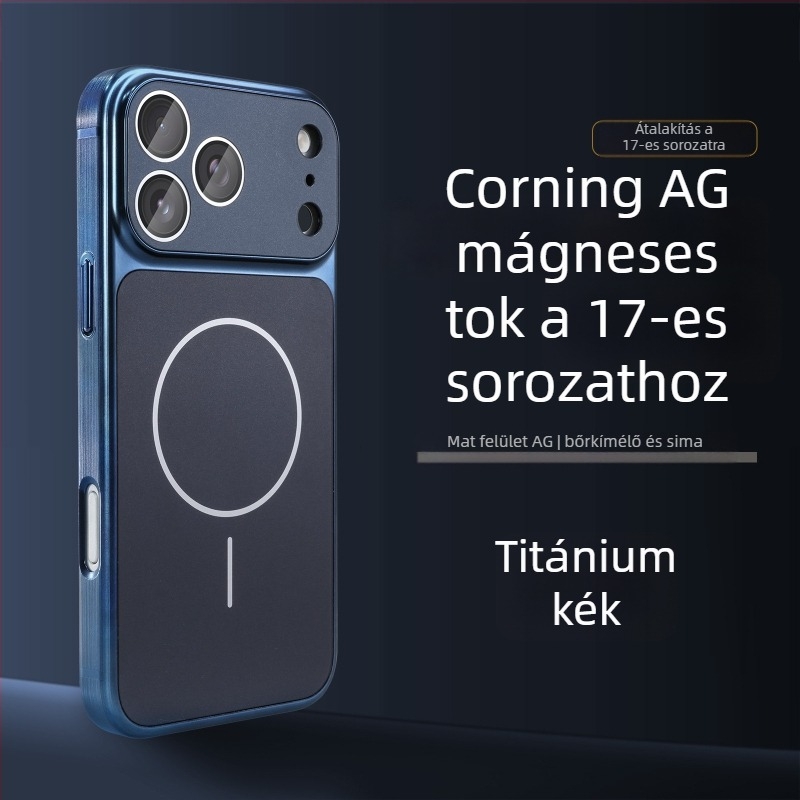 iPhone 17 Pro/Pro Max matt felülettel ellátott védőtok, ütésálló, mágneses zár és ujjlenyomat-mentes védelemmel — Kompatibilis az iPhone 15–17 sorozattal
