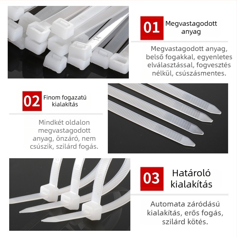 Önzáró nylon kábelkötegelők PA66, Leyi zai márka, tároláshoz