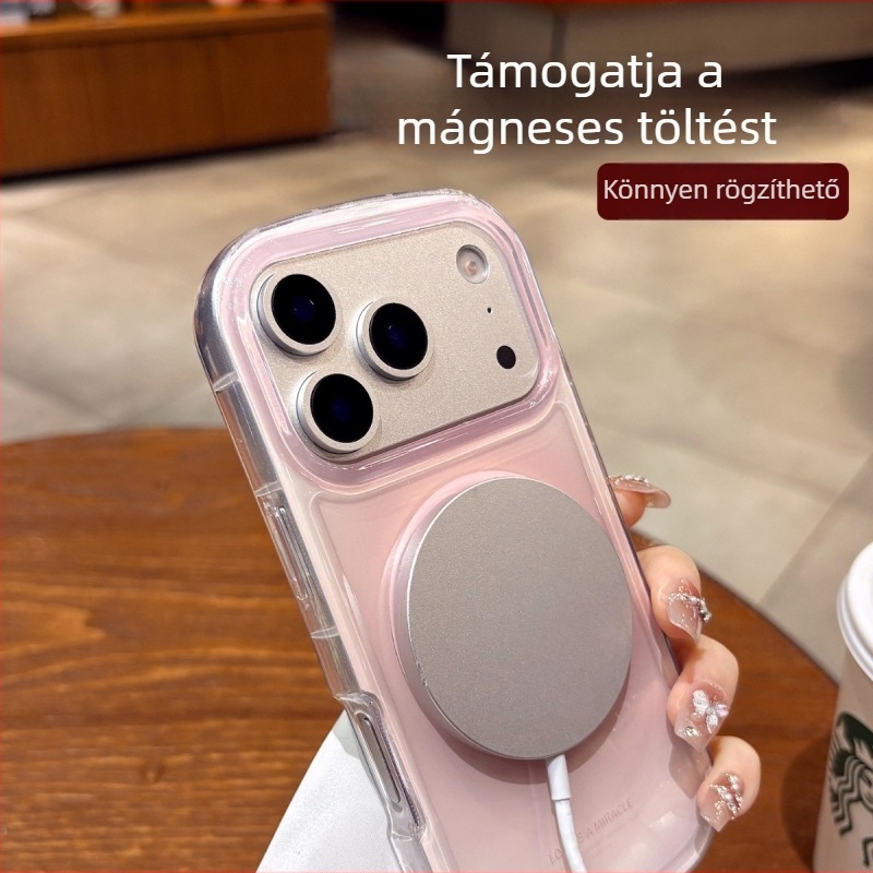 iPhone 17 Pro Max rózsaszín gradientes védőtok légpárnával