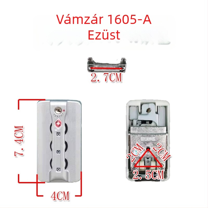 TSA007 poggyász zár alkatrészek — jelszavas zár, ABS anyag, lopás elleni